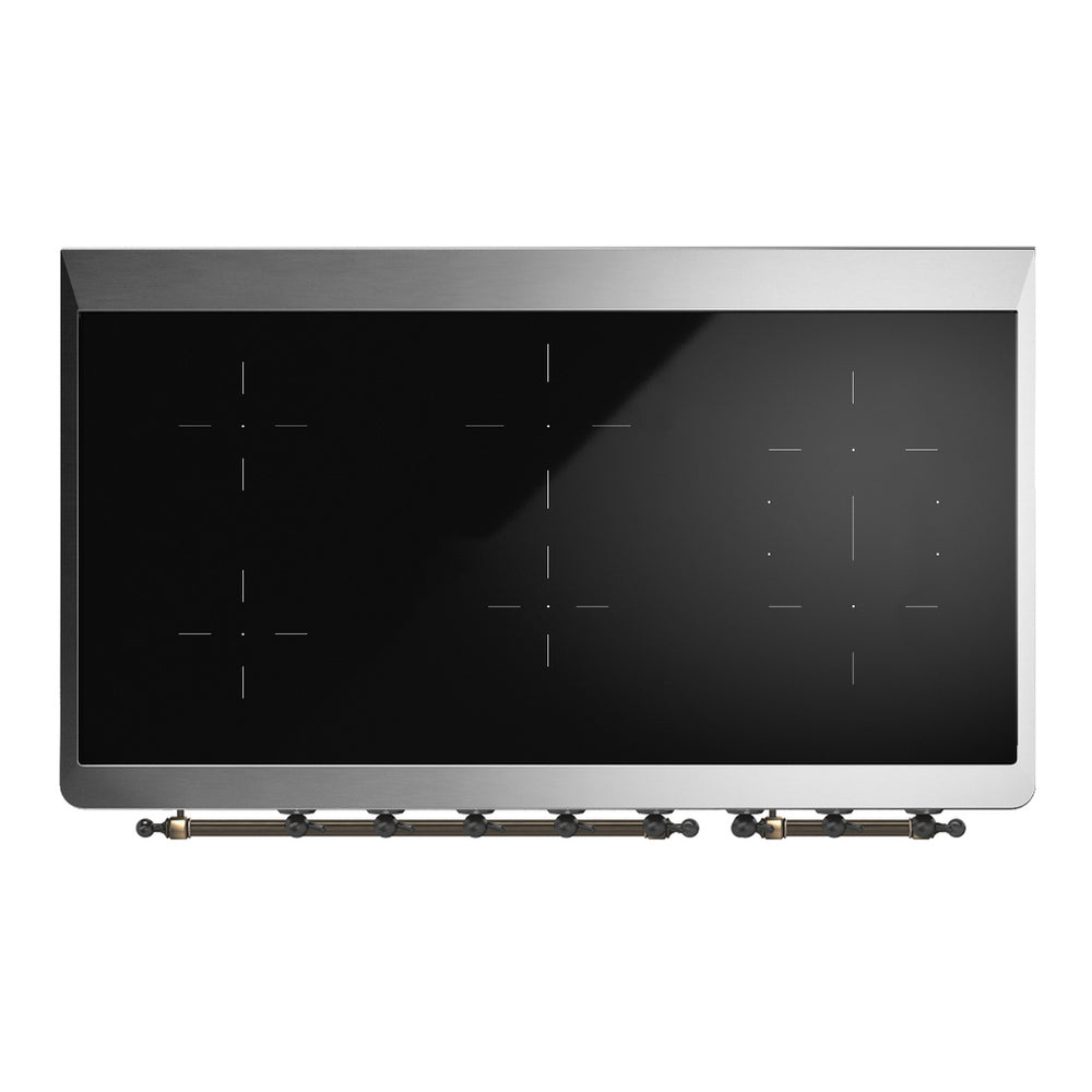 ILVE Majestic III 48" White Induction Range with 6 Elements Solid Door