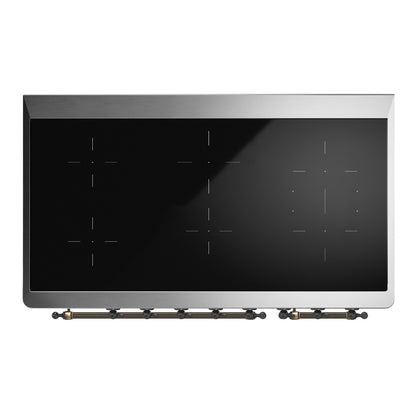 ILVE Majestic III 48" White Induction Range with 6 Elements Solid Door