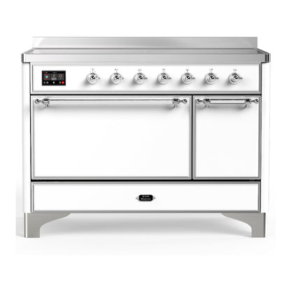 ILVE Majestic III 48" White Induction Range with 6 Elements Solid Door