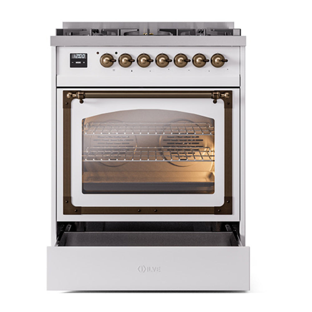 ILVE Nostalgie II Noblesse 30" RAL Dual Fuel Range with 5 Burners Triple Glass Door Natural Gas