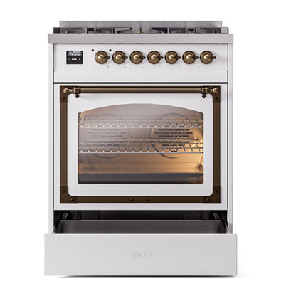 ILVE Nostalgie II Noblesse 30" RAL Dual Fuel Range with 5 Burners Triple Glass Door Natural Gas