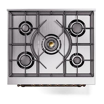 ILVE Nostalgie II Noblesse 30" Blue Grey Dual Fuel Range with 5 Burners Solid Door Liquid Propane