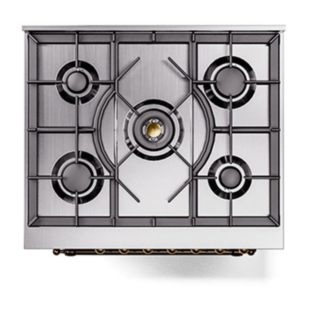 ILVE Nostalgie II Noblesse 30" Graphite Matte Dual Fuel Range with 5 Burners Solid Door Natural Gas