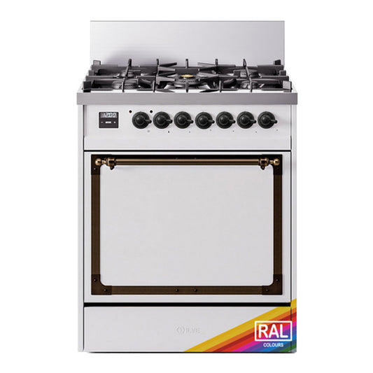 ILVE Nostalgie II Noblesse 30" RAL Dual Fuel Range with 5 Burners Solid Door Liquid Propane