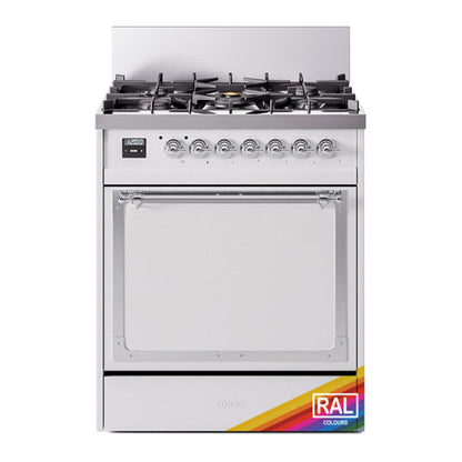 ILVE Nostalgie II Noblesse 30" RAL Dual Fuel Range with 5 Burners Solid Door Natural Gas