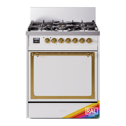 ILVE Nostalgie II Noblesse 30" RAL Dual Fuel Range with 5 Burners Solid Door Natural Gas