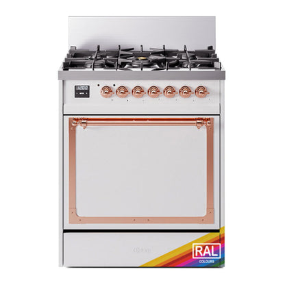 ILVE Nostalgie II Noblesse 30" RAL Dual Fuel Range with 5 Burners Solid Door Natural Gas