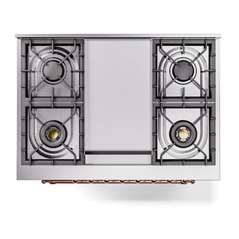 ILVE Nostalgie II Noblesse 36" Blue Grey Dual Fuel Range with 6 Burners and Griddle Triple Glass Door Natural Gas