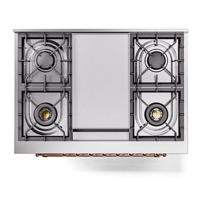 ILVE Nostalgie II Noblesse 36" Blue Grey Dual Fuel Range with 6 Burners and Griddle Triple Glass Door Natural Gas