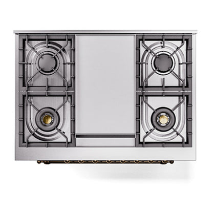 ILVE Nostalgie II Noblesse 36" Antique White Dual Fuel Range with 6 Burners and Griddle Solid Door Natural Gas