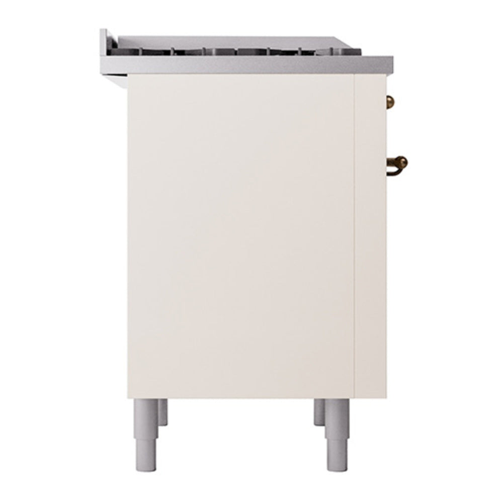 ILVE Nostalgie II Noblesse 36" Antique White Dual Fuel Range with 6 Burners and Griddle Solid Door Natural Gas