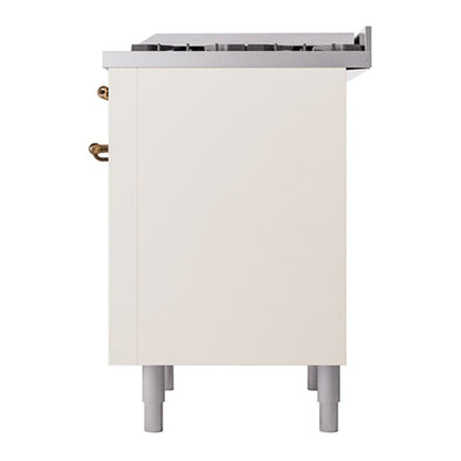 ILVE Nostalgie II Noblesse 36" Antique White Dual Fuel Range with 6 Burners and Griddle Solid Door Natural Gas