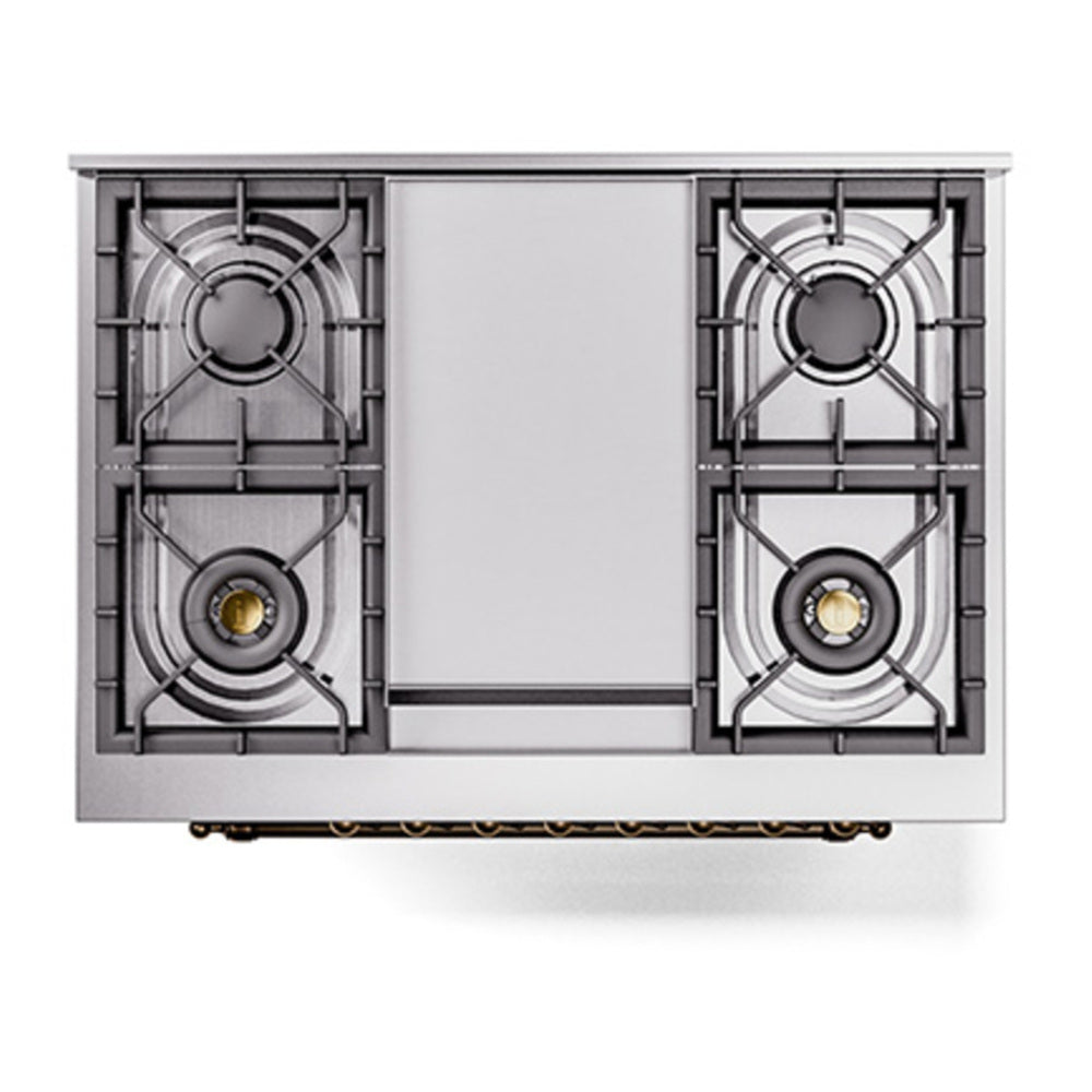 ILVE Nostalgie II Noblesse 36" Blue Grey Dual Fuel Range with 6 Burners and Griddle Solid Door Liquid Propane
