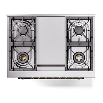 ILVE Nostalgie II Noblesse 36" Blue Grey Dual Fuel Range with 6 Burners and Griddle Solid Door Liquid Propane