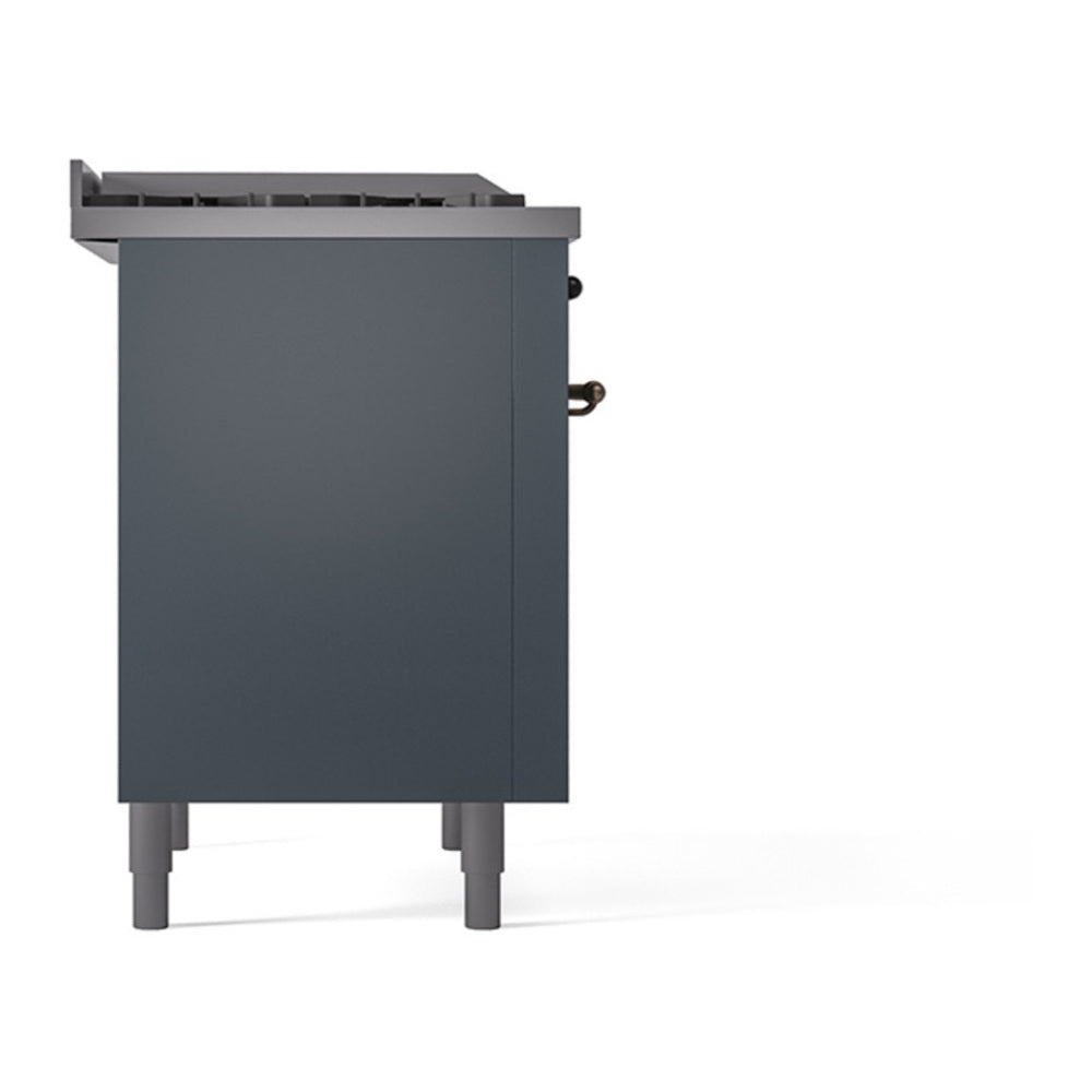 ILVE Nostalgie II Noblesse 36" Blue Grey Dual Fuel Range with 6 Burners and Griddle Solid Door Liquid Propane