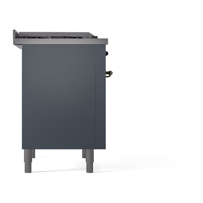 ILVE Nostalgie II Noblesse 36" Blue Grey Dual Fuel Range with 6 Burners and Griddle Solid Door Liquid Propane