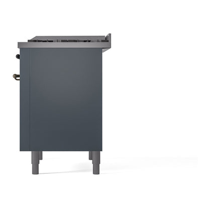 ILVE Nostalgie II Noblesse 36" Blue Grey Dual Fuel Range with 6 Burners and Griddle Solid Door Liquid Propane