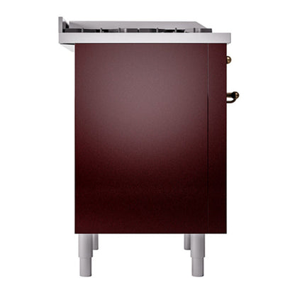 ILVE Nostalgie II Noblesse 36" Burgundy Dual Fuel Range with 6 Burners and Griddle Solid Door Natural Gas
