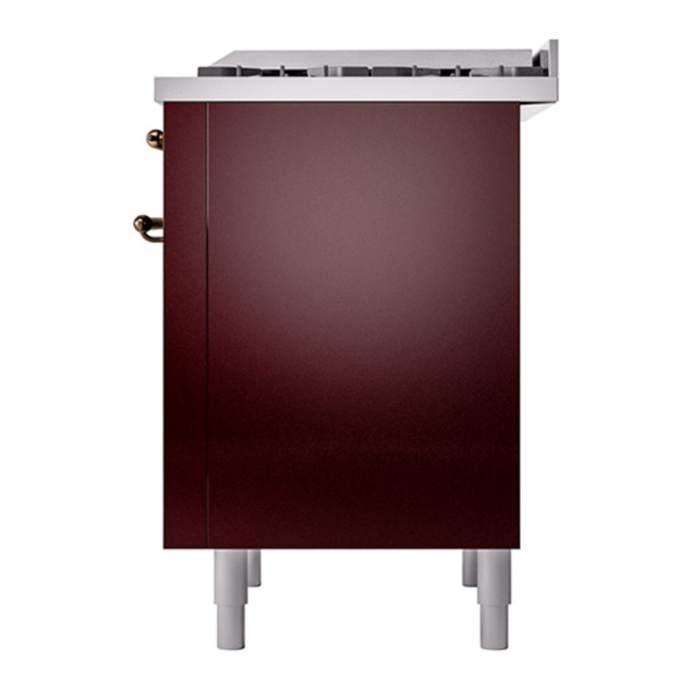 ILVE Nostalgie II Noblesse 36" Burgundy Dual Fuel Range with 6 Burners and Griddle Solid Door Natural Gas