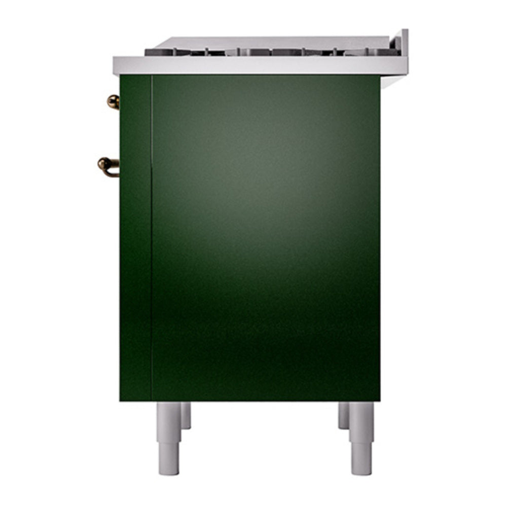 ILVE Nostalgie II Noblesse 36" Emerald Green Dual Fuel Range with 6 Burners and Griddle Solid Door Natural Gas