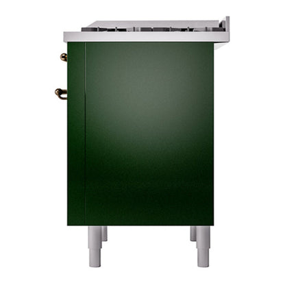ILVE Nostalgie II Noblesse 36" Emerald Green Dual Fuel Range with 6 Burners and Griddle Solid Door Natural Gas