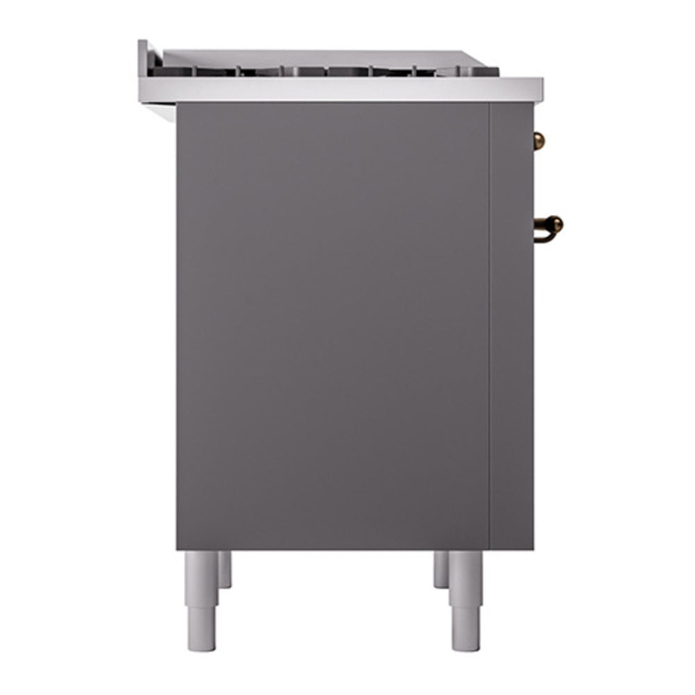 ILVE Nostalgie II Noblesse 36" Graphite Matte Dual Fuel Range with 6 Burners and Griddle Solid Door Natural Gas