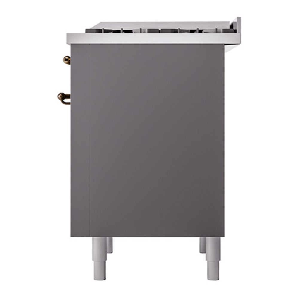 ILVE Nostalgie II Noblesse 36" Graphite Matte Dual Fuel Range with 6 Burners and Griddle Solid Door Natural Gas