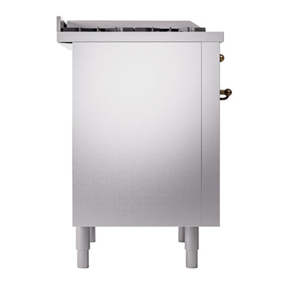 ILVE Nostalgie II Noblesse 36" Stainless Steel Dual Fuel Range with 6 Burners and Griddle Solid Door Natural Gas