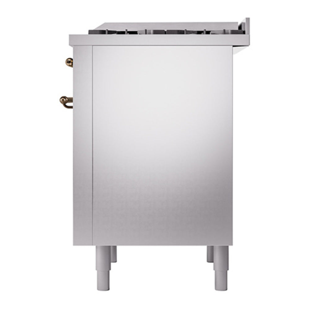 ILVE Nostalgie II Noblesse 36" Stainless Steel Dual Fuel Range with 6 Burners and Griddle Solid Door Natural Gas