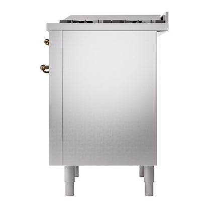 ILVE Nostalgie II Noblesse 36" Stainless Steel Dual Fuel Range with 6 Burners and Griddle Solid Door Natural Gas