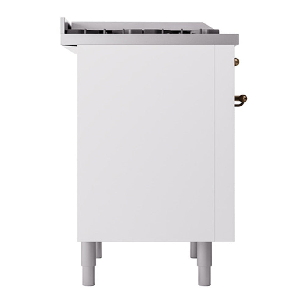 ILVE Nostalgie II Noblesse 36" White Dual Fuel Range with 6 Burners and Griddle Solid Door Natural Gas