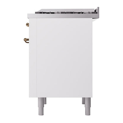 ILVE Nostalgie II Noblesse 36" White Dual Fuel Range with 6 Burners and Griddle Solid Door Natural Gas