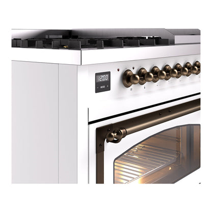 ILVE Nostalgie II Noblesse 48" RAL Dual Fuel Range with 8 Burners and Griddle Triple Glass Door Natural Gas