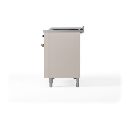 ILVE Nostalgie II Noblesse 48" Antique White Dual Fuel Range with 8 Burners and Griddle Solid Door Liquid Propane