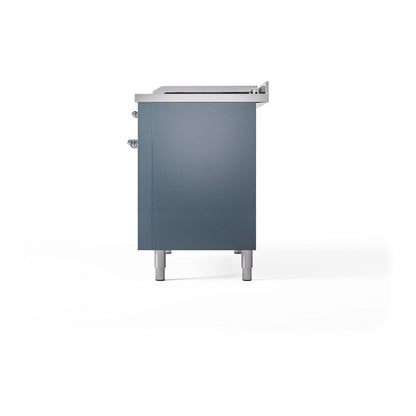 ILVE Nostalgie II Noblesse 48" Blue Grey Dual Fuel Range with 8 Burners and Griddle Solid Door Natural Gas