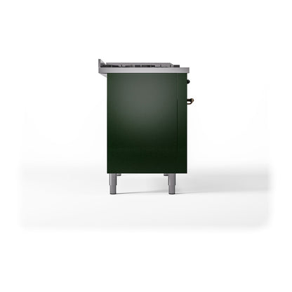 ILVE Nostalgie II Noblesse 48" Emerald Green Dual Fuel Range with 8 Burners and Griddle Solid Door Liquid Propane