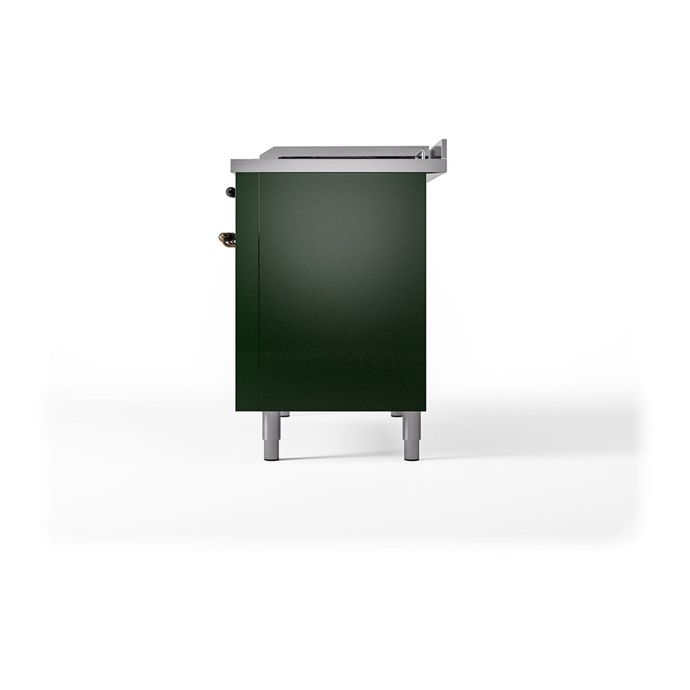 ILVE Nostalgie II Noblesse 48" Emerald Green Dual Fuel Range with 8 Burners and Griddle Solid Door Liquid Propane