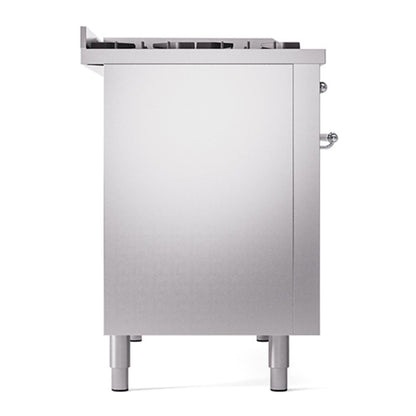 ILVE Nostalgie II Noblesse 48" Stainless Steel Dual Fuel Range with 8 Burners and Griddle Solid Door Natural Gas