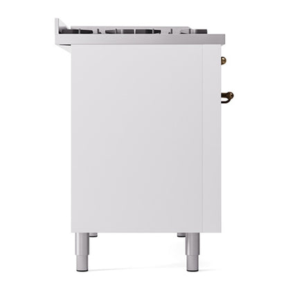 ILVE Nostalgie II Noblesse 48" White Dual Fuel Range with 8 Burners and Griddle Solid Door Liquid Propane