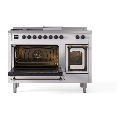 ILVE Nostalgie II Noblesse 48" RAL Dual Fuel Range with 5 Burners, Griddle and French Top Triple Glass Door Natural Gas