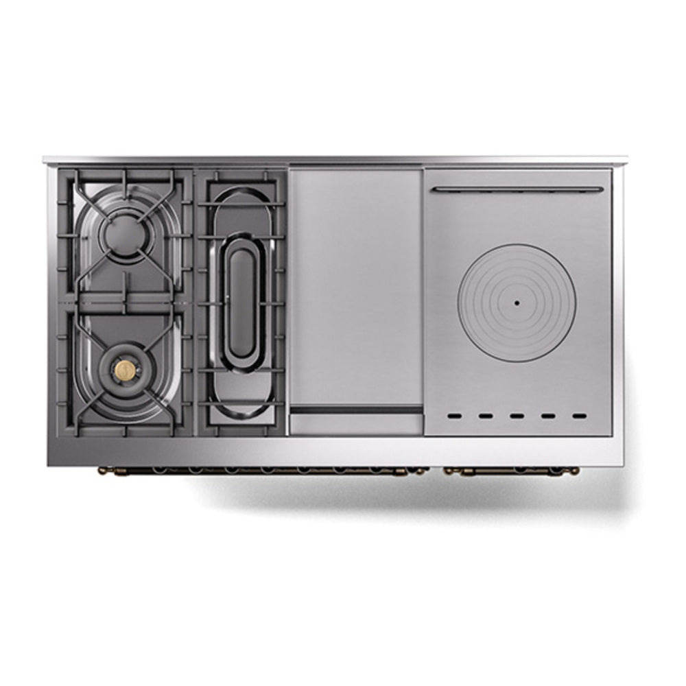 ILVE Nostalgie II Noblesse 48" Midnight Blue Dual Fuel Range with 5 Burners, Griddle and French Top Solid Door Liquid Propane
