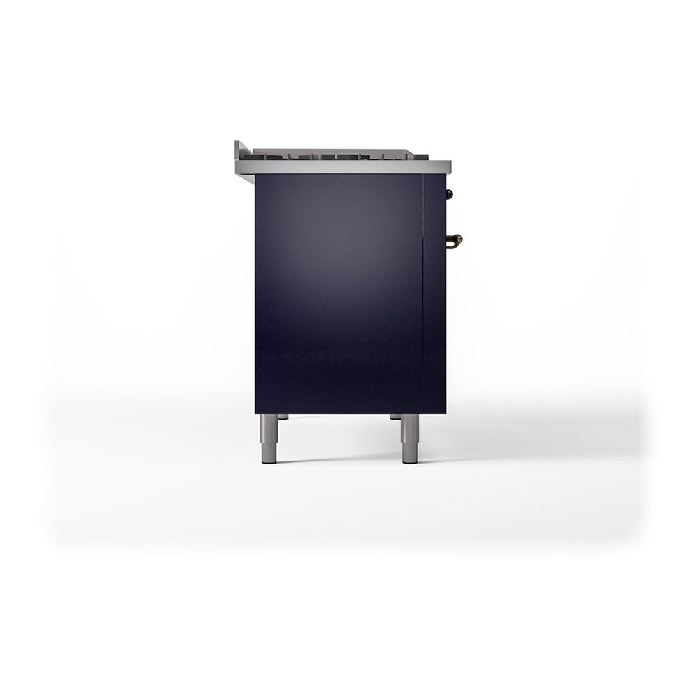 ILVE Nostalgie II Noblesse 48" Midnight Blue Dual Fuel Range with 5 Burners, Griddle and French Top Solid Door Liquid Propane
