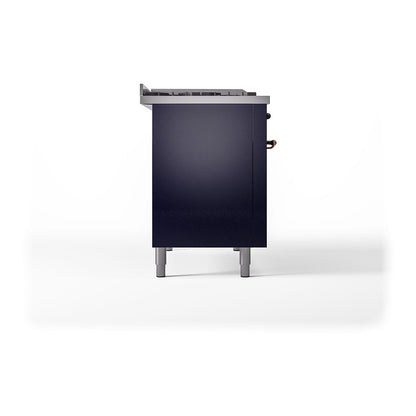 ILVE Nostalgie II Noblesse 48" Midnight Blue Dual Fuel Range with 5 Burners, Griddle and French Top Solid Door Liquid Propane