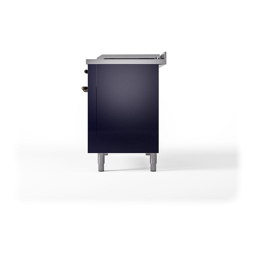 ILVE Nostalgie II Noblesse 48" Midnight Blue Dual Fuel Range with 5 Burners, Griddle and French Top Solid Door Liquid Propane