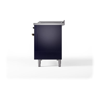 ILVE Nostalgie II Noblesse 48" Midnight Blue Dual Fuel Range with 5 Burners, Griddle and French Top Solid Door Liquid Propane