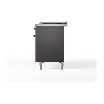 ILVE Nostalgie II Noblesse 48" Graphite Matte Dual Fuel Range with 5 Burners, Griddle and French Top Solid Door Natural Gas