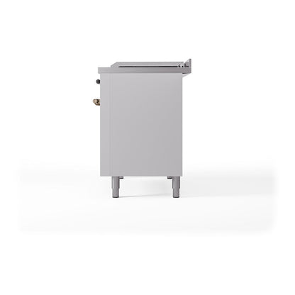 ILVE Nostalgie II Noblesse 48" White Dual Fuel Range with 5 Burners, Griddle and French Top Solid Door Natural Gas
