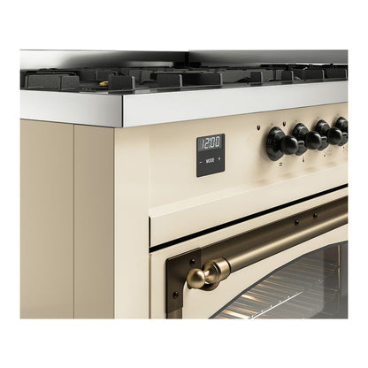 ILVE Nostalgie II Noblesse 60" Antique White Dual Fuel Range with 9 Burners and Griddle Triple Glass Door Natural Gas