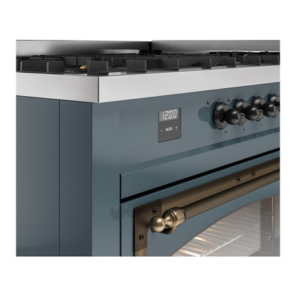 ILVE Nostalgie II Noblesse 60" Blue Grey Dual Fuel Range with 9 Burners and Griddle Triple Glass Door Liquid Propane