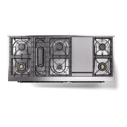 ILVE Nostalgie II Noblesse 60" Emerald Green Dual Fuel Range with 9 Burners and Griddle Triple Glass Door Natural Gas
